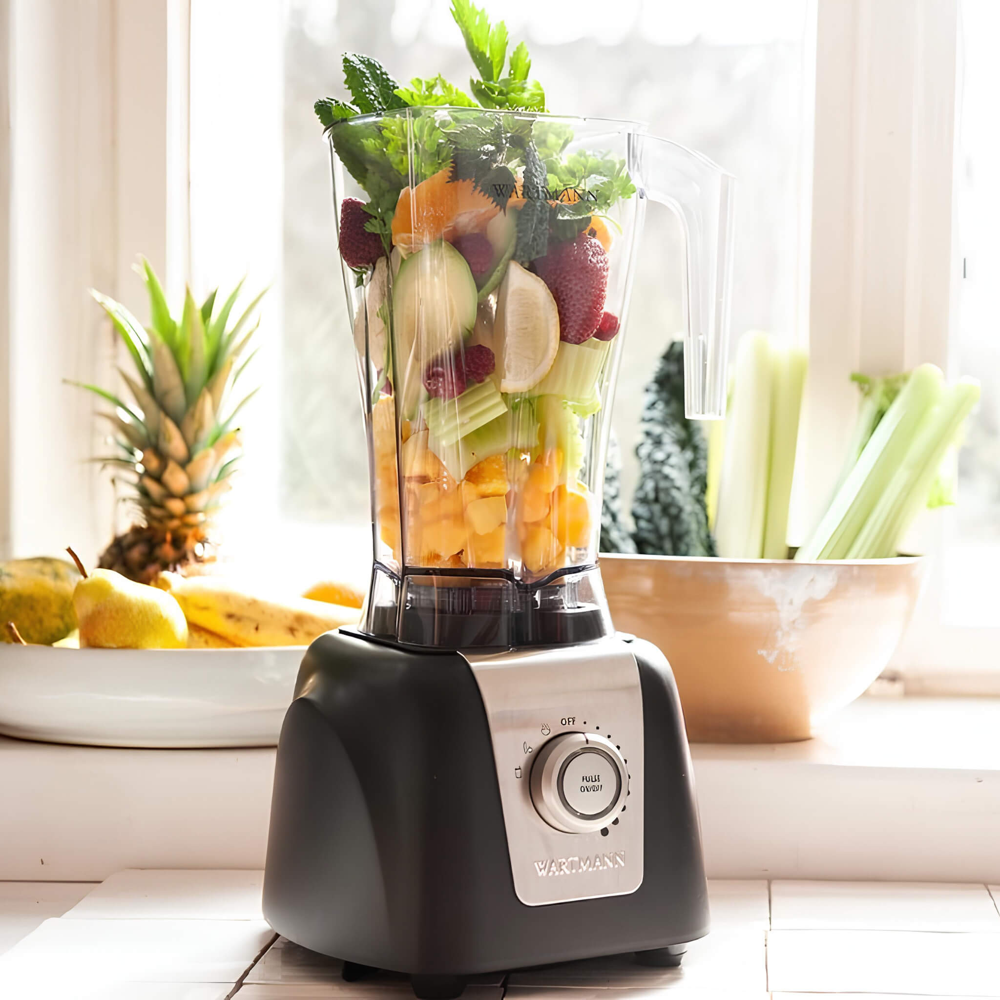 Wartmann Mixer gefüllt und offen